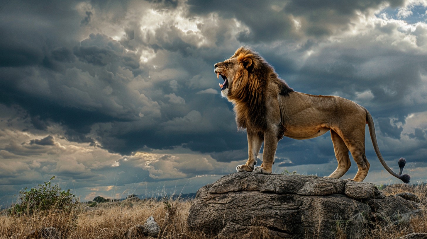 Majestic lion standing — Sigma Kairos ready to conquer Africa